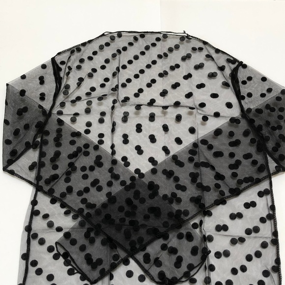 NEW Black Sheer Mesh Blouse Polka Dot Top S to MP - Picture 4 of 8